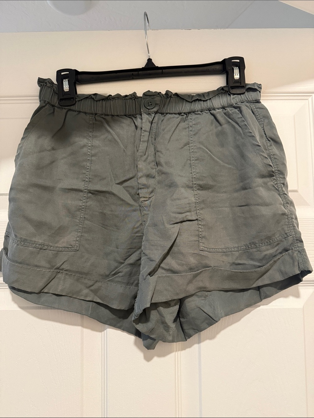 aerie Olive Green High-Waist Paperbag Shorts